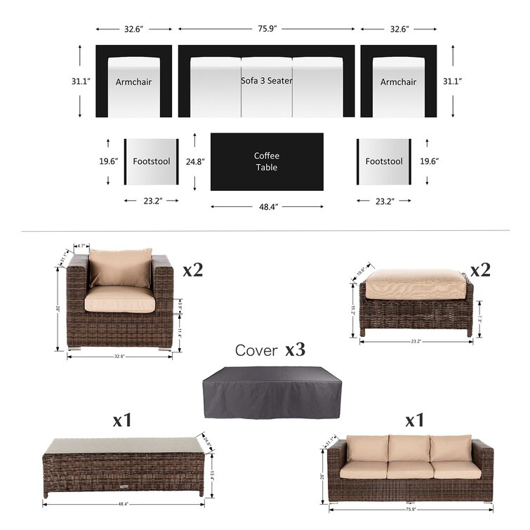 Rattan sofa and online footstool